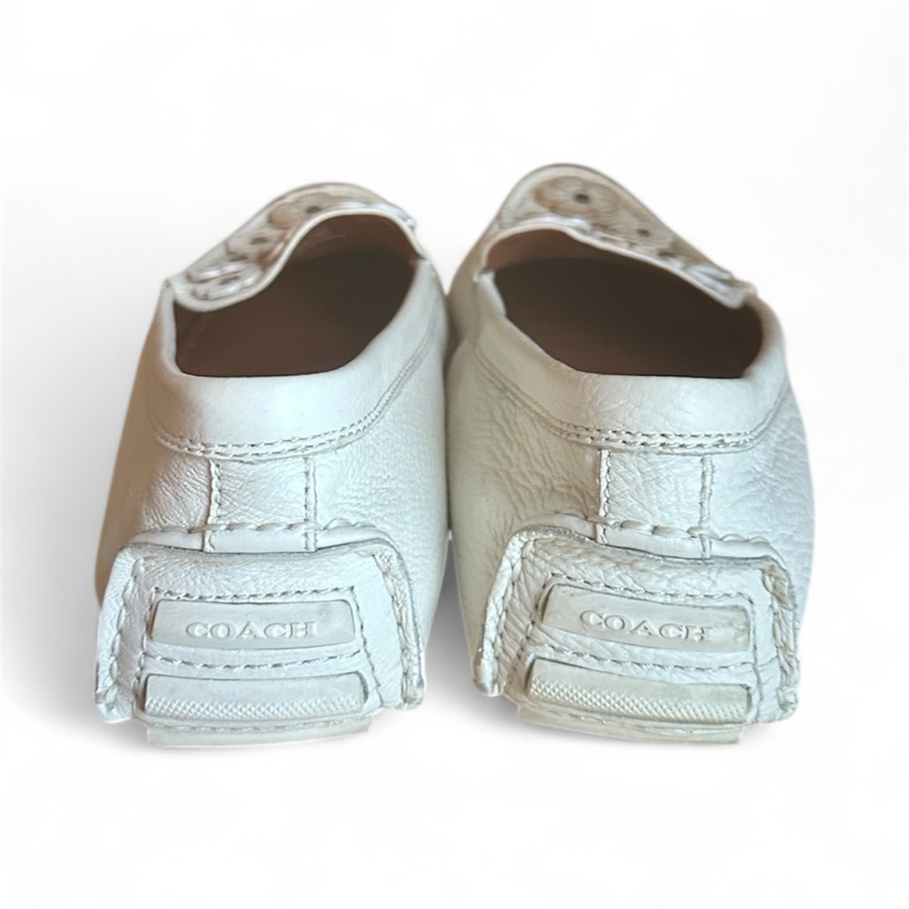Coach White Floral Appliqué Leather Loafers - Picture 4 of 7